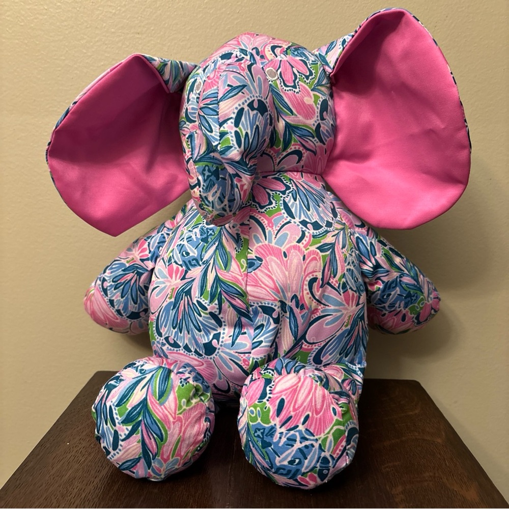 Lilly Pulitzer GECKO GREEN TIGER SUNRISE Plush MINNIE ELEPHANT EUC